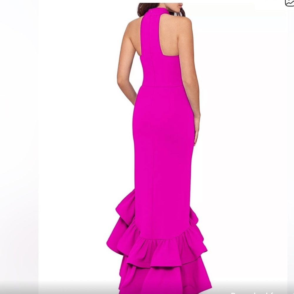 Aqua Fuchsia Ruffled High-Low Gown